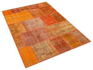 Tumbled Hand-Knotted Patchwork Rug - 120 x 180 cm - Colorful Rugs & Carpets, Wool Rectangular Rugs 