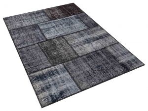 Unique Anatolian Hand-Knotted Tumbled Patchwork Rug - 120 x 180 cm - Colorful Rugs & Carpets, Wool Rectangular Rugs 