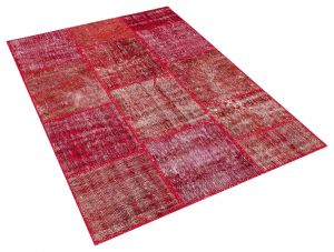 Patchwork Hand-Knotted Rug with Unique Beauty - 120 x 180 cm - Colorful Rugs & Carpets, Wool Rectangular Rugs 