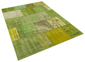 Real Hand-Knotted Tumbled Patchwork Rug - 160 x 230 cm - Colorful Rugs & Carpets, Wool Rectangular Rugs 