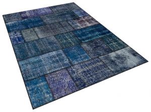 Special Tumbled Hand-Knotted Patchwork Rug - 160 x 230 cm - Colorful Rugs & Carpets, Wool Rectangular Rugs 