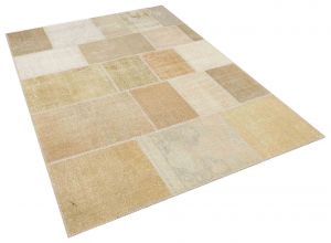Unique Anatolian Hand-Knotted Tumbled Patchwork Rug - 160 x 230 cm - Colorful Rugs & Carpets, Wool Rectangular Rugs 