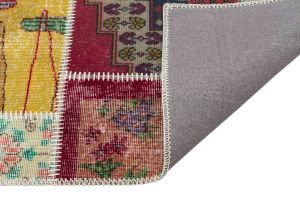 Patchwork Hand-Knotted Rug with Unique Beauty - 160 x 230 cm - Colorful Rugs & Carpets, Wool Rectangular Rugs 