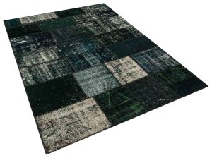 Real Hand-Knotted Tumbled Patchwork Rug - 160 x 230 cm – Grey Rugs & Carpets