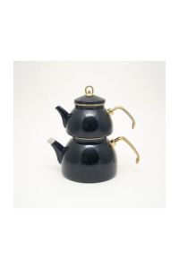 Enamel Turkish Teapot Set - Black