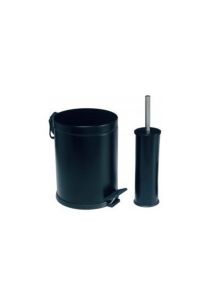 Black 2-Piece Bathroom Set Includes 3 Liter Pedal Bin & Toilet Brush 
