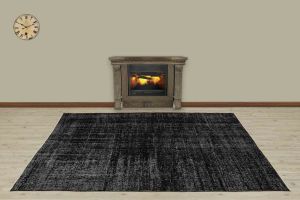 Vintage Hand Woven Rug - 225x143 - Black Area Rugs, Wool Decorative Area Rugs