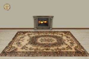 Vintage Hand Woven Rug - 258x164 - Colorful Area Rugs, Wool Decorative Area Rugs