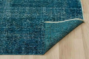 Vintage Hand Woven Rug - 252x154 - Blue Area Rugs, Wool Decorative Area Rugs