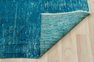 Vintage Hand Woven Rug - 260x176 - Blue Area Rugs, Wool Decorative Area Rugs