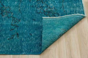 Vintage Hand Woven Rug - 275x149 - Blue Area Rugs, Wool Decorative Area Rugs