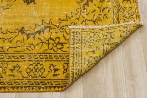 Vintage Hand Woven Rug - 256x142 - Yellow Area Rugs, Wool Decorative Area Rugs