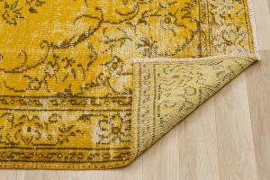 Vintage Hand Woven Rug - 254x162 - Yellow Area Rugs, Wool Decorative Area Rugs