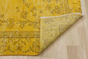 Vintage Hand Woven Rug - 235x147 - Yellow Area Rugs, Wool Decorative Area Rugs