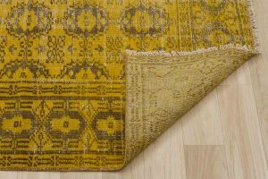 Vintage Hand Woven Rug - 244x171 - Yellow Area Rugs, Wool Decorative Area Rugs
