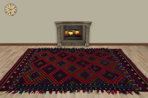 Vintage Hand Woven Rug - 290x196 - Colorful Area Rugs, Wool Decorative Area Rugs