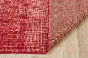 Vintage Hand Woven Rug - 207x117 - Red Area Rugs, Wool Decorative Area Rugs