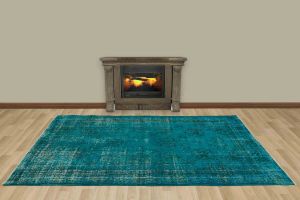 Vintage Hand Woven Rug - 264x148 - Blue Area Rugs