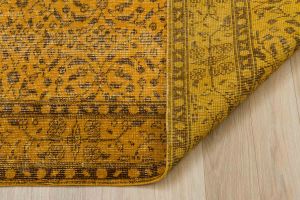 Vintage Hand Woven Rug - 239x150 - Yellow Area Rugs, Wool Decorative Area Rugs