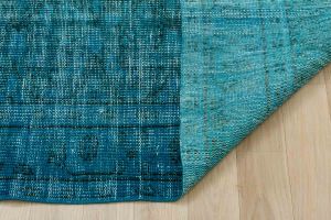 Vintage Hand Woven Rug - 240x81 - Blue Area Rugs, Wool Decorative Area Rugs