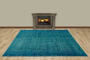 Vintage Hand Woven Rug - 240x81 - Blue Area Rugs, Wool Decorative Area Rugs