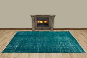 Vintage Hand Woven Rug - 256x153 - Blue Area Rugs, Wool Decorative Area Rugs