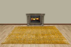 Vintage Hand Woven Rug - 268x163 - Yellow Area Rugs, Wool Decorative Area Rugs