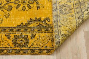 Vintage Hand Woven Rug - 275x151 - Yellow Area Rugs, Wool Decorative Area Rugs