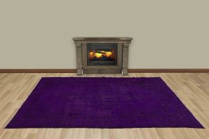 Vintage Hand Woven Rug - 260x161 - Purple Area Rugs, Wool Decorative Area Rugs