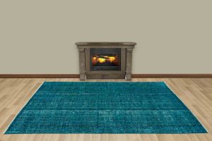 Vintage Hand Woven Rug - 260x155 - Blue Area Rugs, Wool Decorative Area Rugs