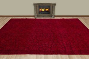 Vintage Hand Woven Rug - 361x223 - Red Area Rugs, Wool Decorative Area Rugs