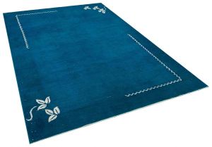 Vintage Hand Woven Rug - 284x194 - Blue Area Rugs, Wool Decorative Area Rugs