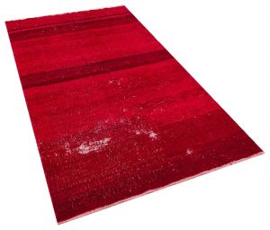 Vintage Hand Woven Rug - 198x114 - Red Area Rugs, Wool Decorative Area Rugs