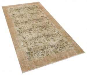 Vintage Tumbled Hand-Knotted Rug - 113 x 212 cm - Colorful Rugs & Carpets, Wool Rectangular Rugs