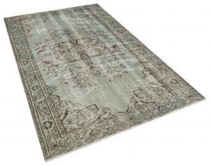 Tumbled Hand-Knotted Vintage Rug - 148 x 245 cm - Colorful Rugs & Carpets, Wool Rectangular Rugs 
