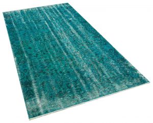 Tumbled Hand-Knotted Vintage Rug - 133 x 241 cm - Colorful Rugs & Carpets, Wool Rectangular Rugs 