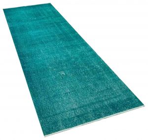 Tumbled Hand-Knotted Vintage Rug - 100 x 302 cm - Colorful Rugs & Carpets, Wool Rectangular Rugs 