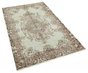 Tumbled Hand-Knotted Vintage Rug - 114 x 193 cm - Colorful Rugs & Carpets, Wool Rectangular Rugs 