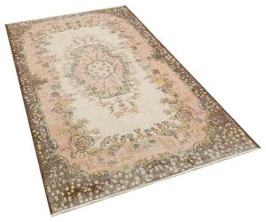 Real Hand-Knotted Tumbled Vintage Rug - 119 x 206 cm - Colorful Rugs & Carpets, Wool Rectangular Rugs 