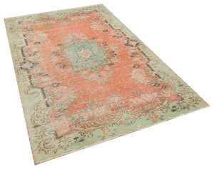 Vintage Tumbled Hand-Knotted Rug - 134 x 213 cm - Colorful Rugs & Carpets, Wool Rectangular Rugs 