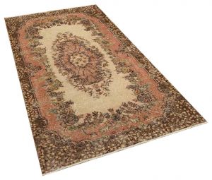 Classic Modern Vintage Hand-Knotted Tumbled Rug - 113 x 215 cm - Colorful Rugs & Carpets, Wool Rectangular Rugs 