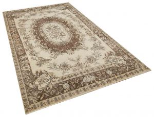 Real Hand-Knotted Tumbled Vintage Rug - 166 x 287 cm - Colorful Rugs & Carpets, Wool Rectangular Rugs 