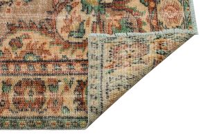 Real Hand-Knotted Tumbled Vintage Rug - 159 x 264 cm - Colorful Rugs & Carpets, Wool Rectangular Rugs 