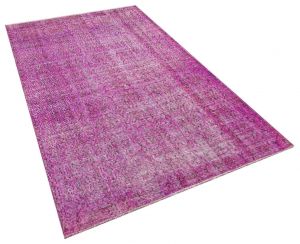 Real Hand-Knotted Tumbled Vintage Rug - 132 x 228 cm - Colorful Rugs & Carpets, Wool Rectangular Rugs 