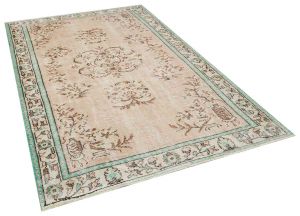 Vintage Tumbled Hand-Knotted Rug - 178 x 284 cm - Colorful Rugs & Carpets, Wool Rectangular Rugs 