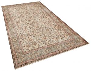 Real Hand-Knotted Tumbled Vintage Rug - 164 x 290 cm - Colorful Rugs & Carpets, Wool Rectangular Rugs 