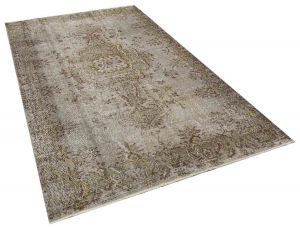 Real Hand-Knotted Tumbled Vintage Rug - 156 x 261 cm - Colorful Rugs & Carpets, Wool Rectangular Rugs 