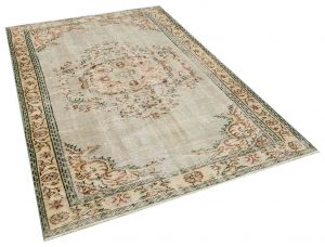 Real Hand-Knotted Tumbled Vintage Rug - 159 x 239 cm - Colorful Rugs & Carpets