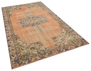 Vintage Tumbled Hand-Knotted Rug - 162 x 270 cm - Colorful Rugs & Carpets, Wool Rectangular Rugs 