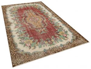 Special Vintage Tumbled Hand-Knotted Rug - 171 x 283 cm - Colorful Rugs & Carpets, Wool Rectangular Rugs 